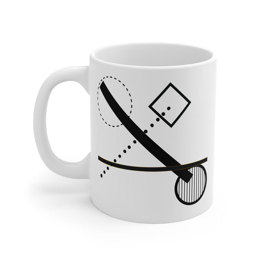 Modern Black & White Mug | 11oz Ceramic Mug | Minimal Abstract Geometric Design