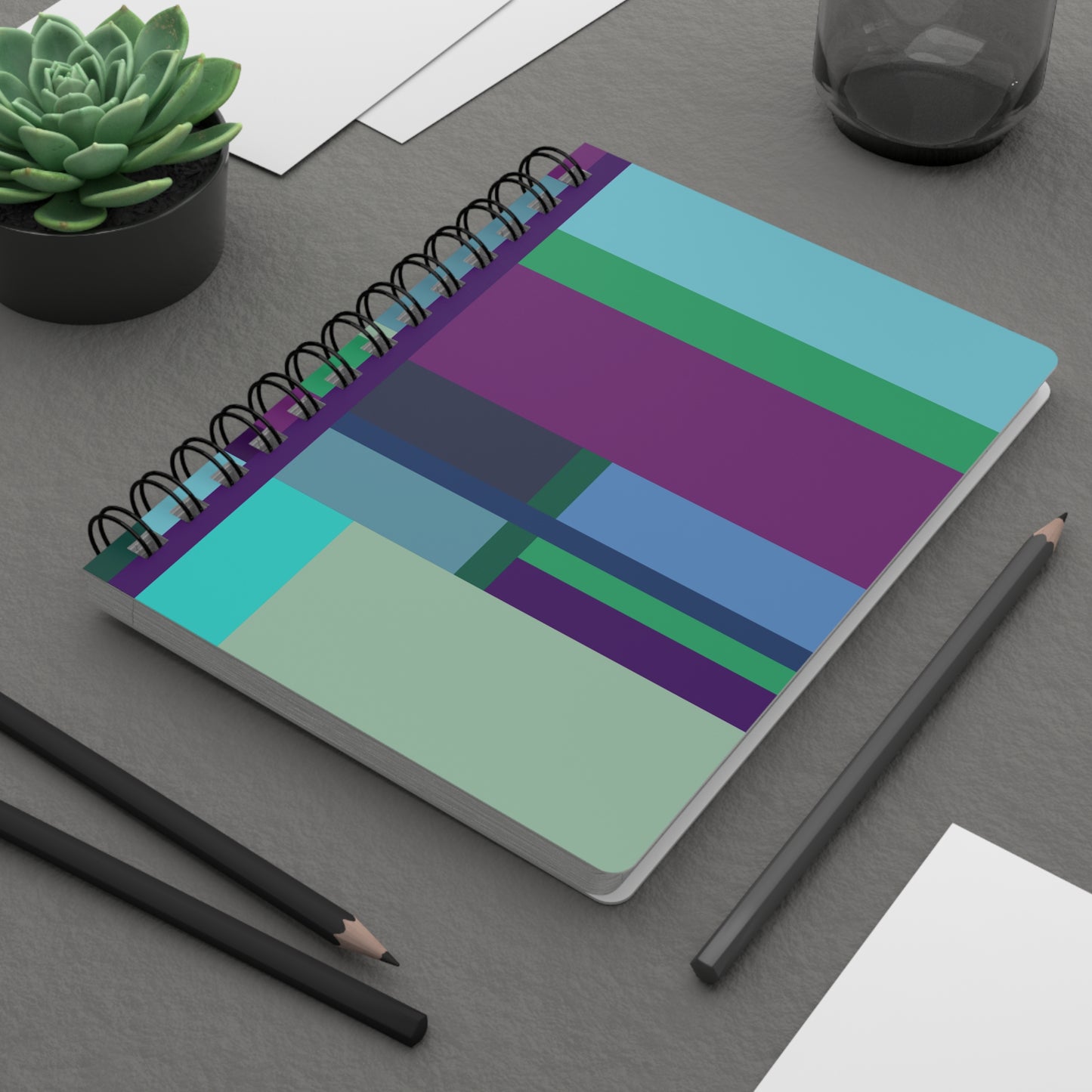 Spectrum Blocks Spiral Notebook – Teal & Violet Abstract