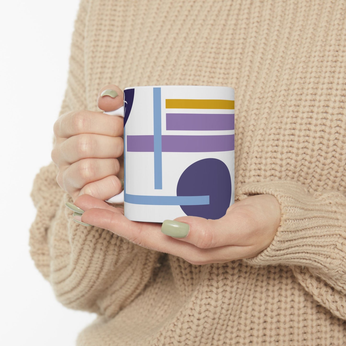 "T" Spatial Composition – De Stijl Inspired Monogram Mug | 11 oz Mug