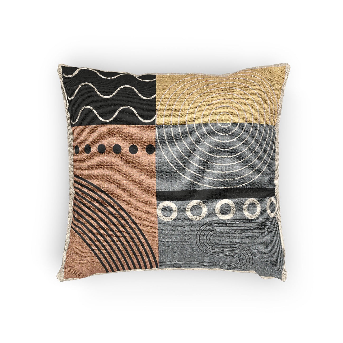 Retro Fusion – Geometric Woven Throw Pillow