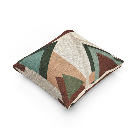 Southwestern Geometric Throw Pillow | Modern Tribal Triangles Cushion | Terracotta & Teal Decor