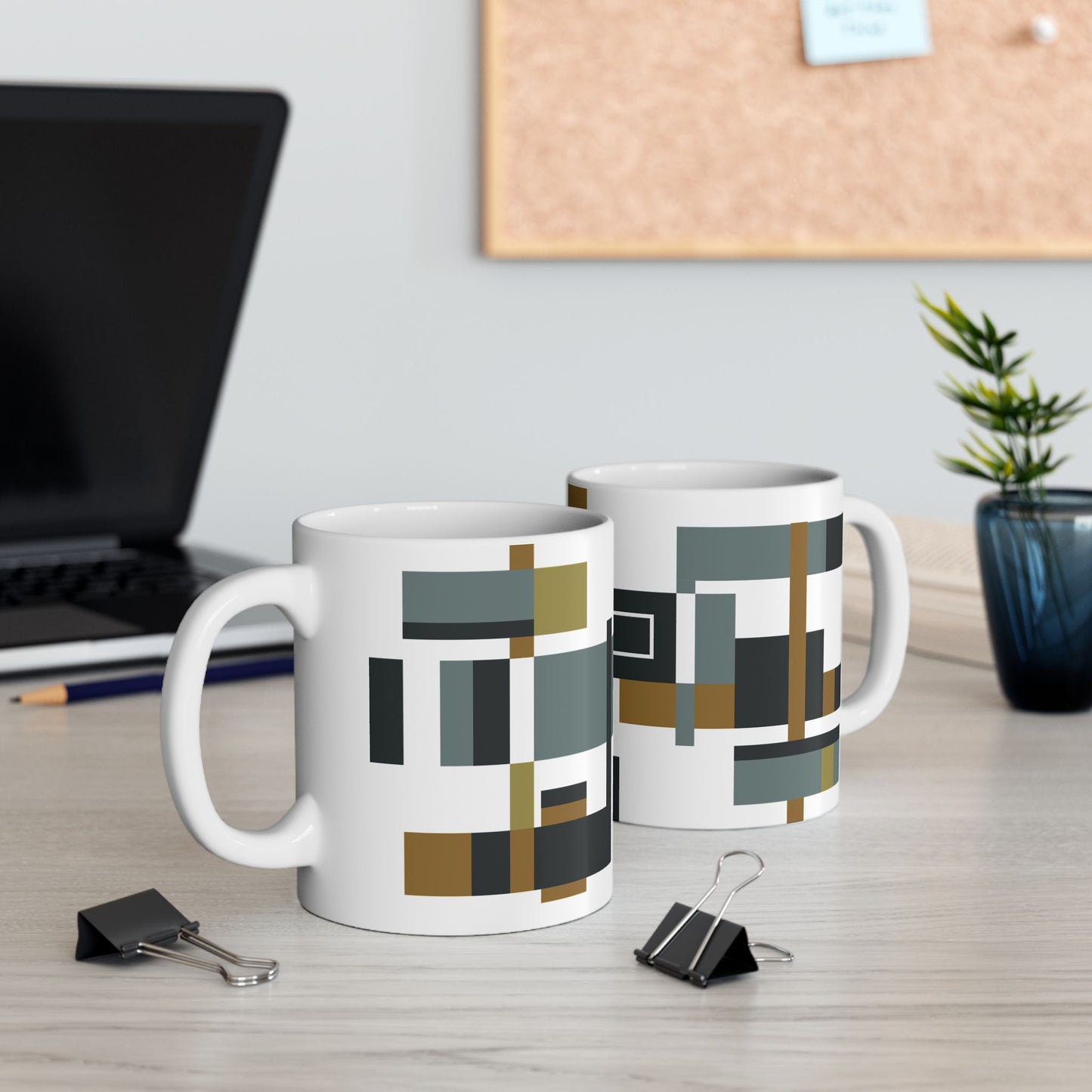 Architectural Geometric Abstract Coffee Mug | Modern Block Art | Bauhaus Inspired Kitchenware| 11 oz Mug