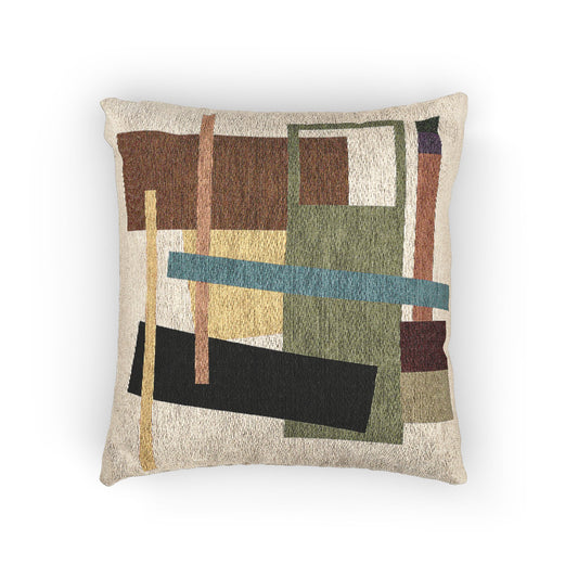 Chromatic Grid Throw Pillow – Abstract Geometry in Earth & Jewel Tones