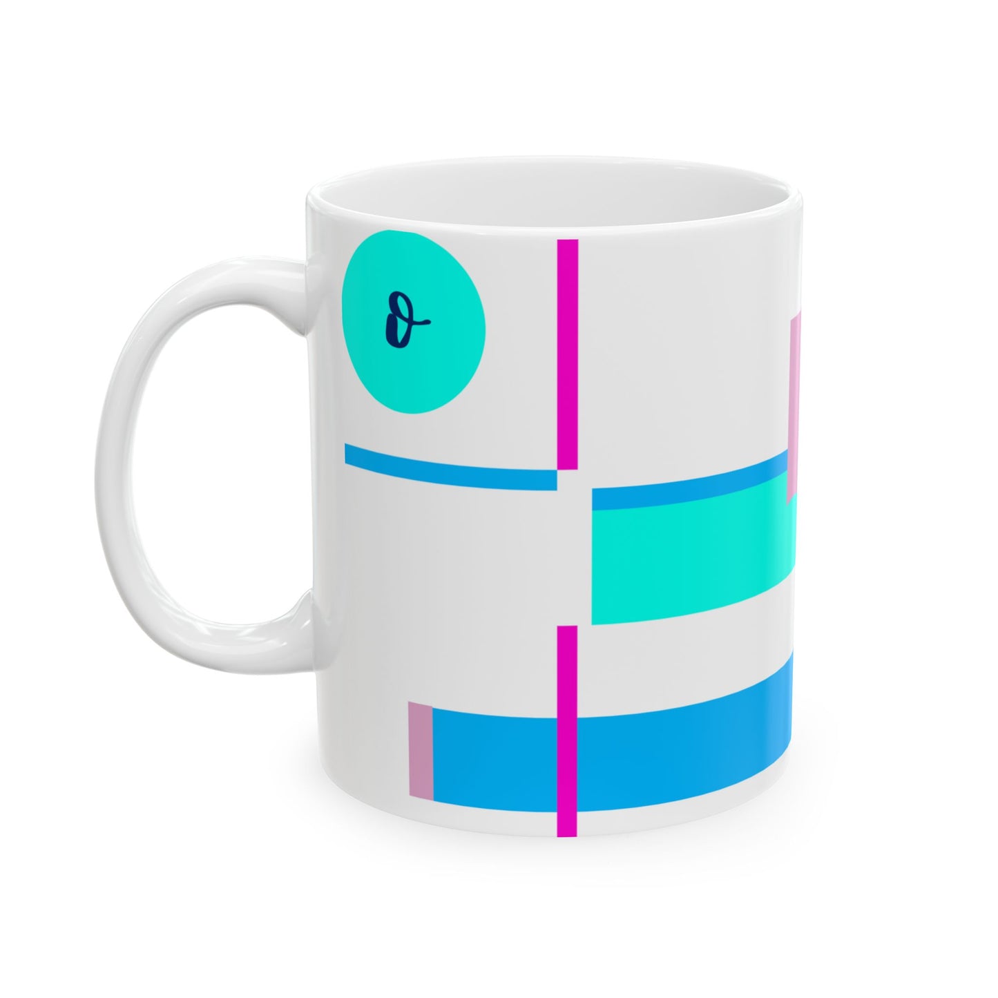 "O" Geometric Composition – Vibrant Bauhaus Monogram Mug | 11 oz Mug
