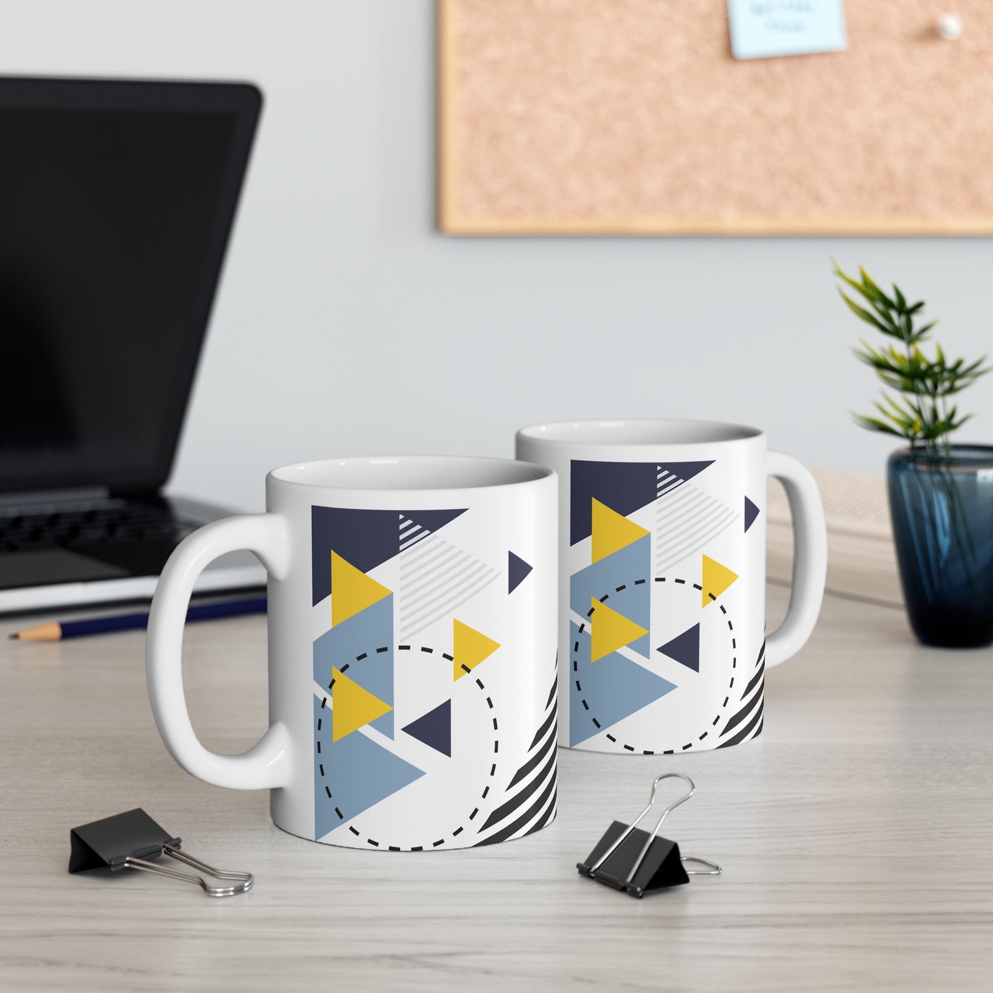 Geometric Pattern Mug - Modern 11oz Coffee Cup for Home & Office