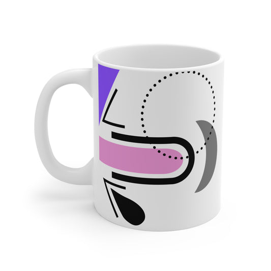 Abstract Geometry Mug – Purple, Pink & Gray with Dotted Accents