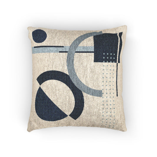 Orbital Signals Throw Pillow – Blue Geometry in Motion