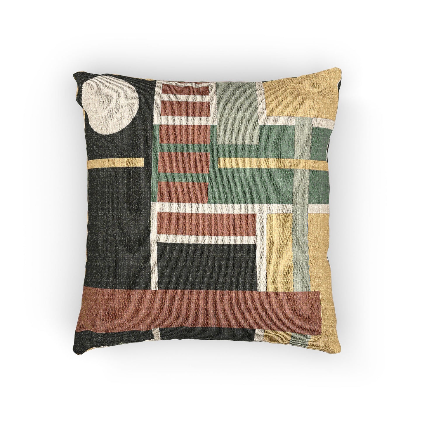 Mid-Century Modern Abstract Throw Pillow | Earthy Geometric Woven-Style Accent Cushion