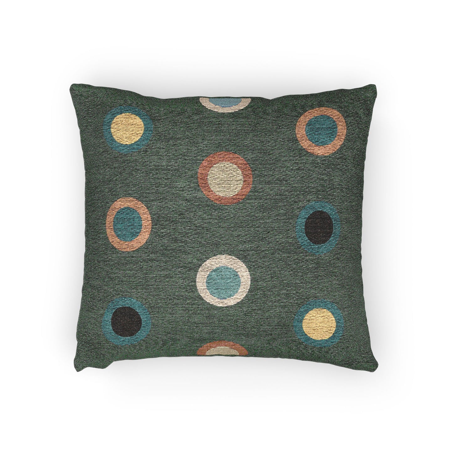 “Signal Circles” – Geometric Color-Blocked Throw Pillow - Grey