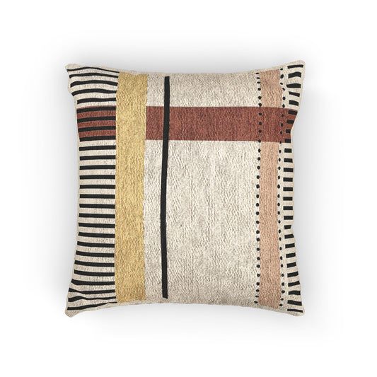 Signal Bars Throw Pillow – Yellow, Orange & Red Geometry on Black