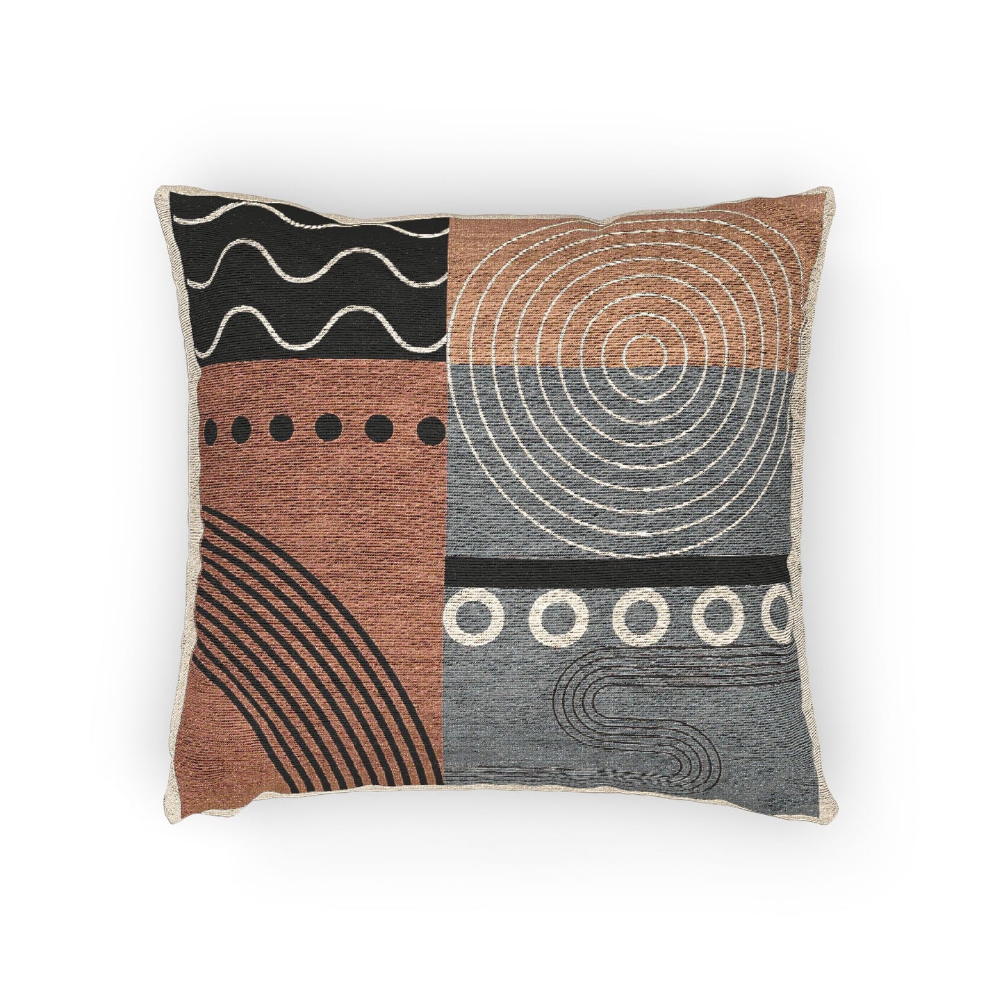 Retro Fusion – Geometric Woven Throw Pillow
