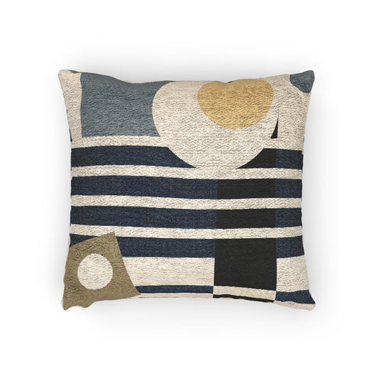 Navy & Neutral Geometric Throw Pillow – Modern Artistic Accent