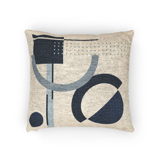 Orbital Signals Throw Pillow – Blue Geometry in Motion