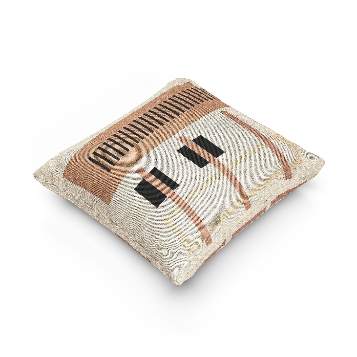 Structural Rhythm Throw Pillow – Red, Orange & Peach Geometry