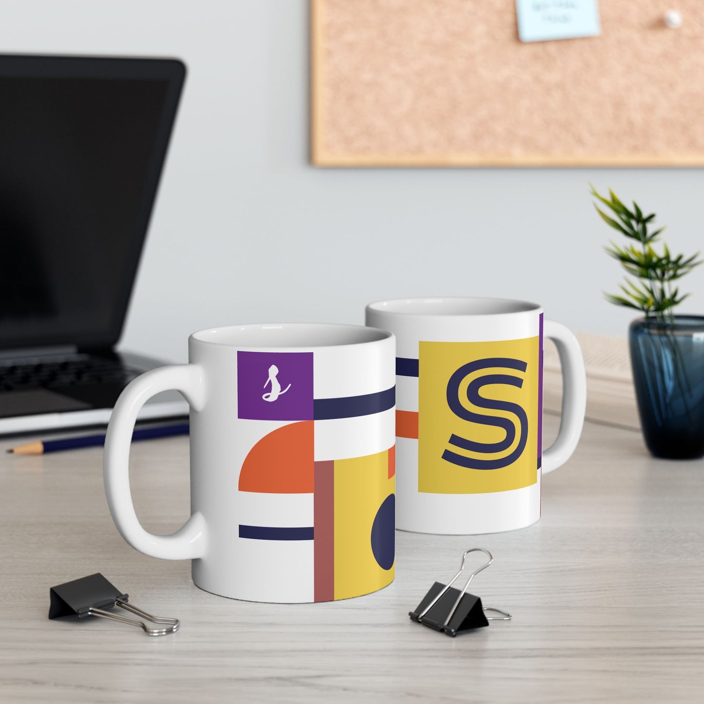 "S" Modular Composition – Bauhaus Abstract Monogram Mug | 11 oz Mug