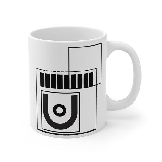 Architectural Symbol Mug | 11oz Ceramic Coffee Mug | Black & White Modern Abstract Design