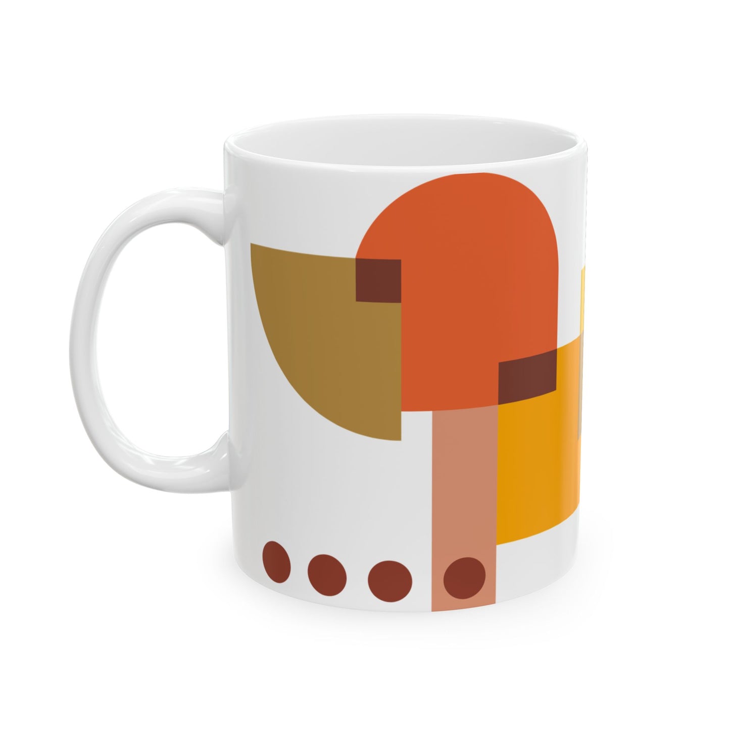 Bauhaus Stripe Abstract Coffee Mug | Terracotta & Gold Geometric Kitchenware | Modern Art Mug | 11 oz Mug