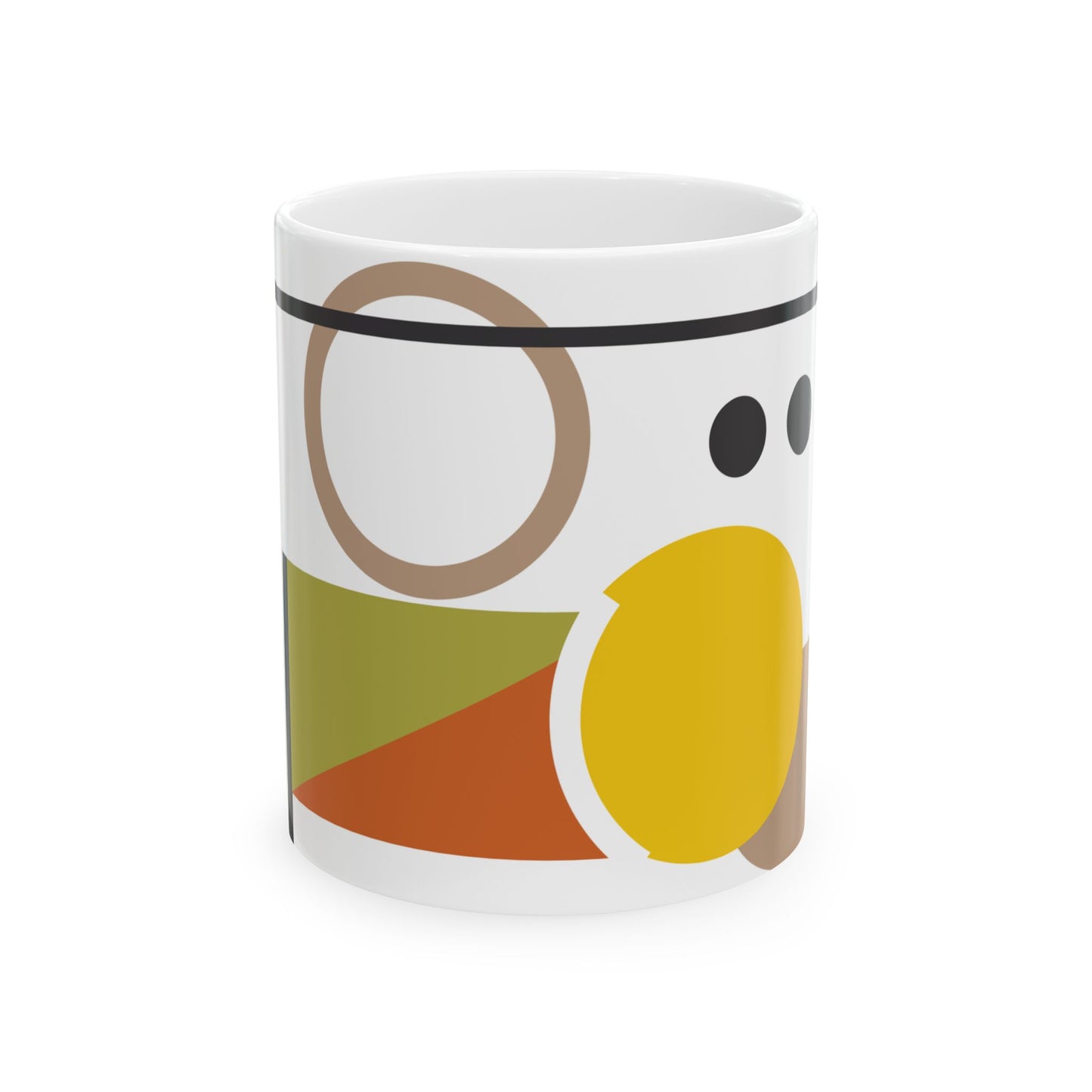 Bauhaus Abstract Geometric Ceramic Mug | Mid-Century Kitchenware | 11 oz Mug