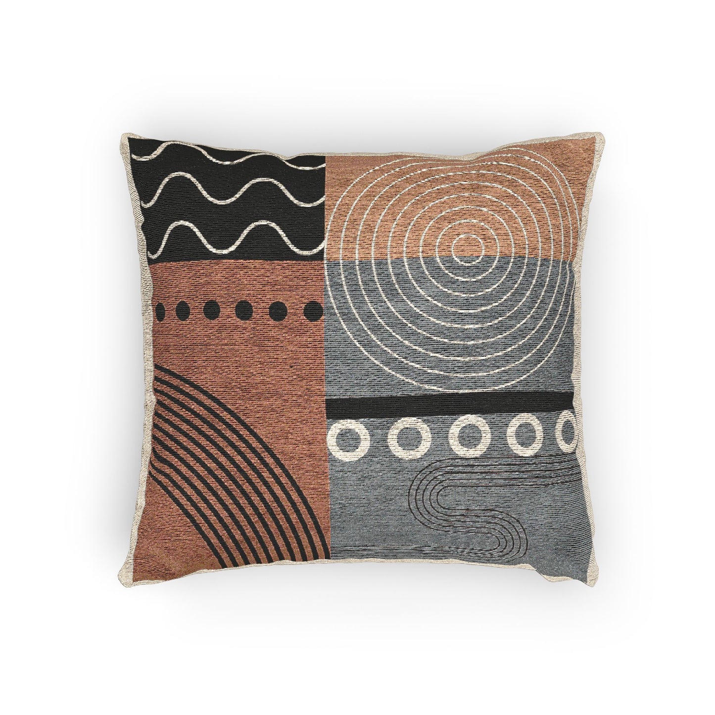 Retro Fusion – Geometric Woven Throw Pillow