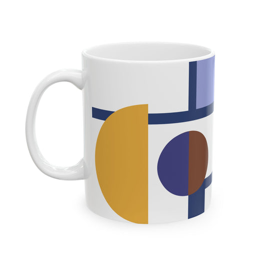 Abstract Mustard & Navy Geometry Coffee Mug | 11 oz Mug