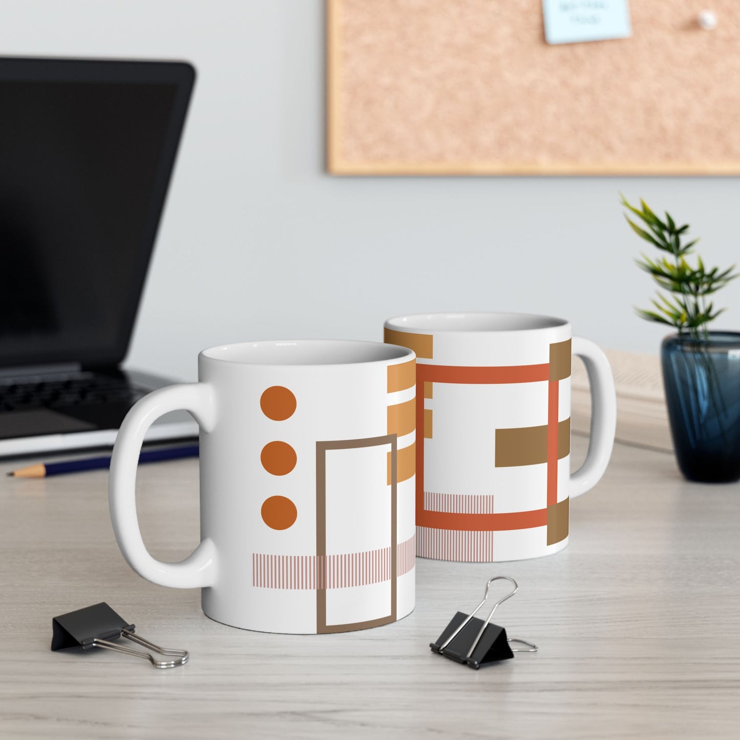 Orange Circles & Linework Coffee Mug | 11 oz Mug