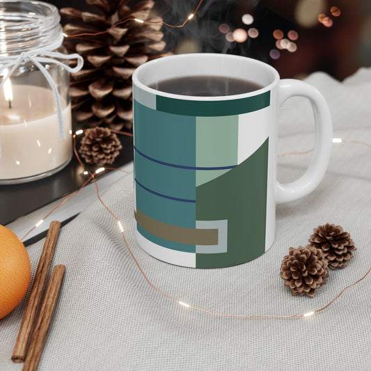 Mid-Century Geometric Abstract Coffee Mug | Mid-Century Kitchenware | 11 oz Mug