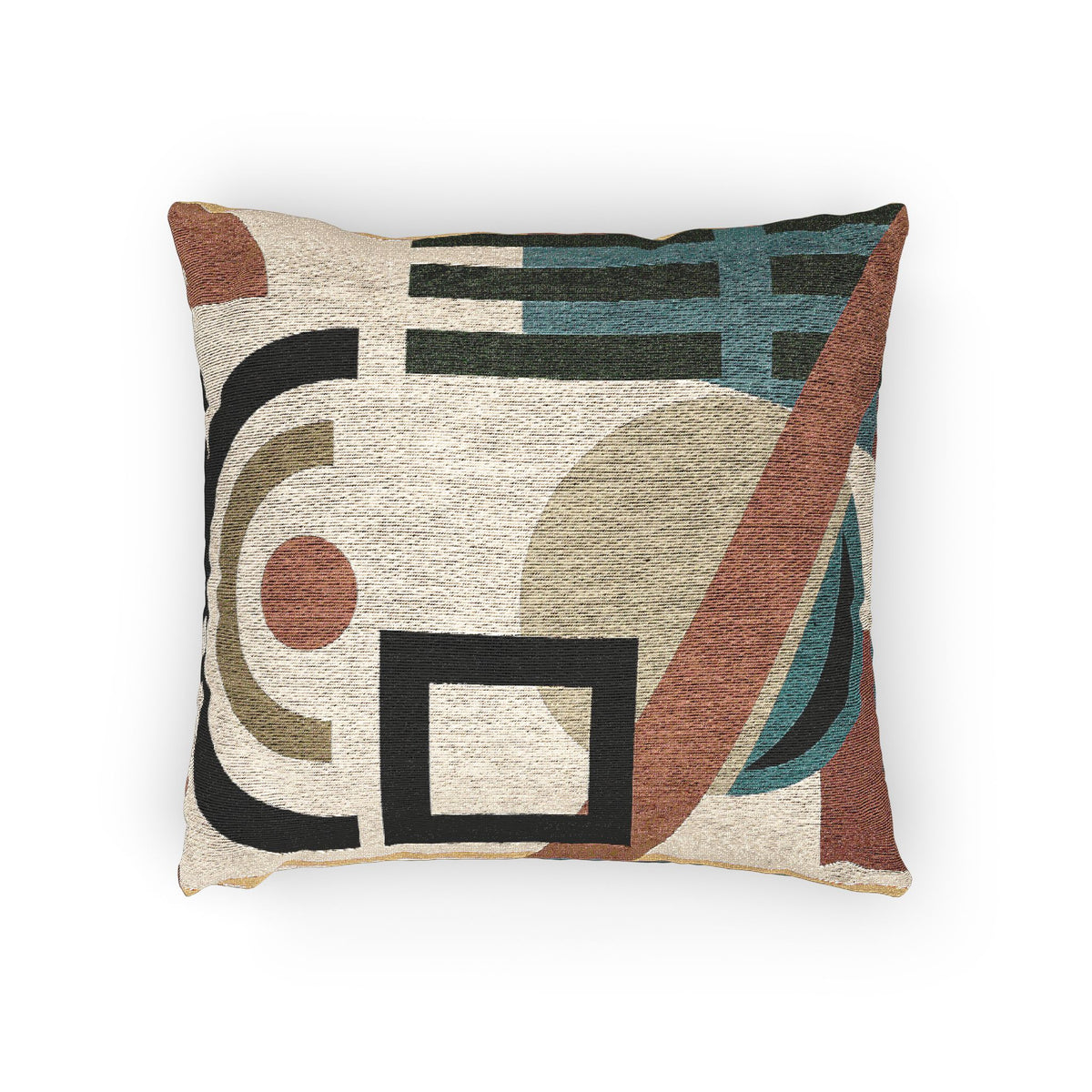Symmetry Flow Cushion – Beige, Blue & Earth Tones