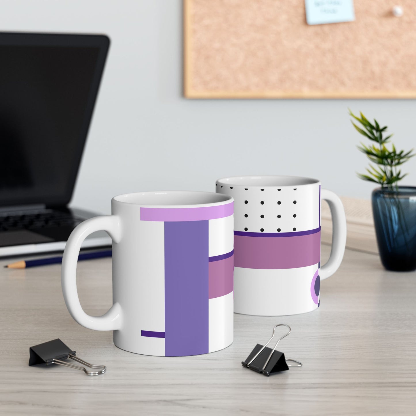 Lavender Geometry Mug – Polka Dots & Modern Blocks | Architect Gift | Mid-Century Kitchenware | 11 oz Mug