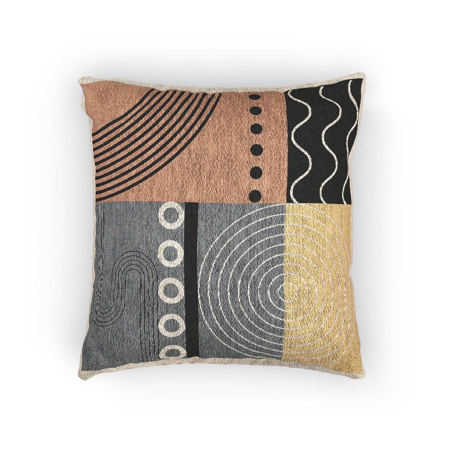 Retro Fusion – Geometric Woven Throw Pillow