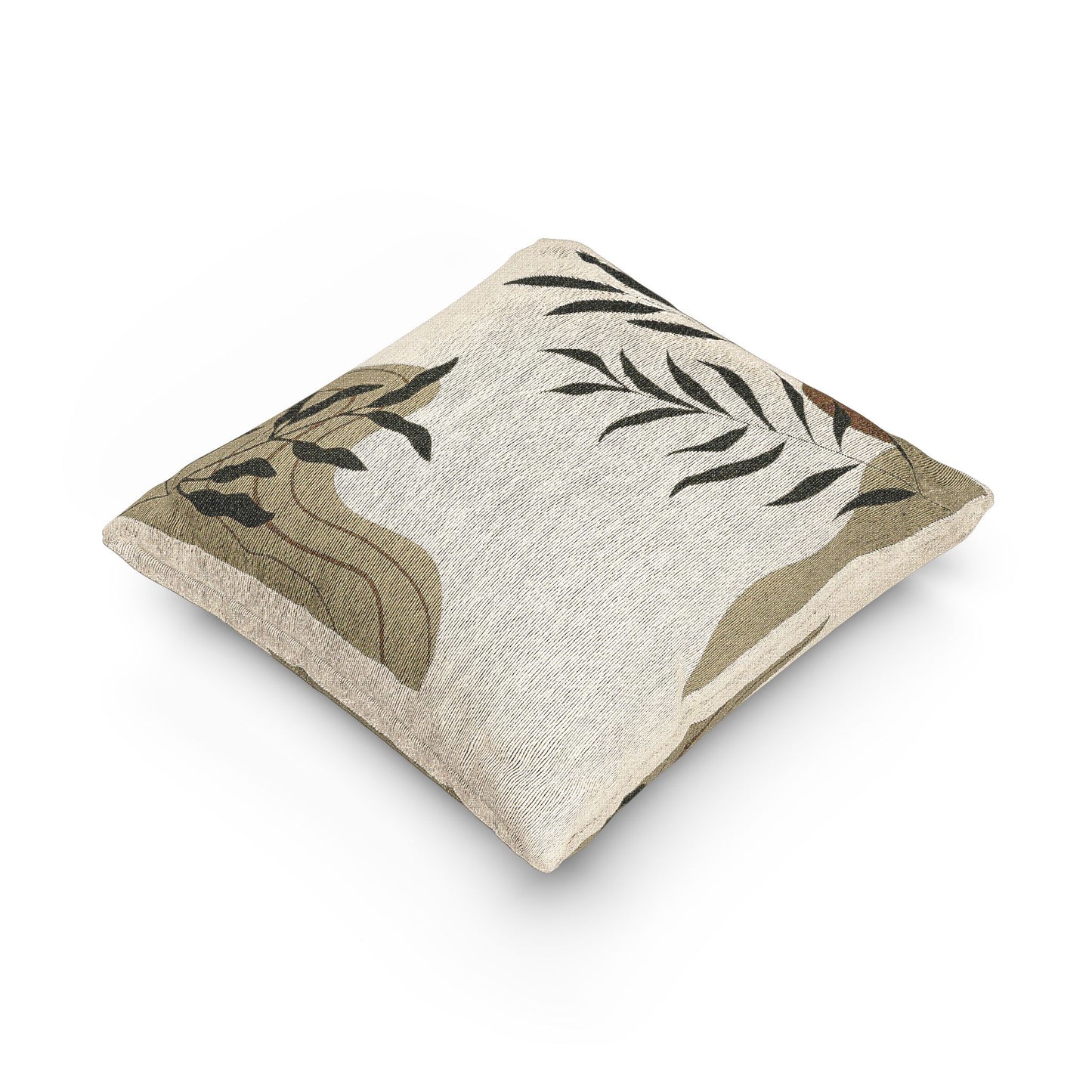 Botanical Flow Throw Pillow – Earthy Tones & Organic Geometry