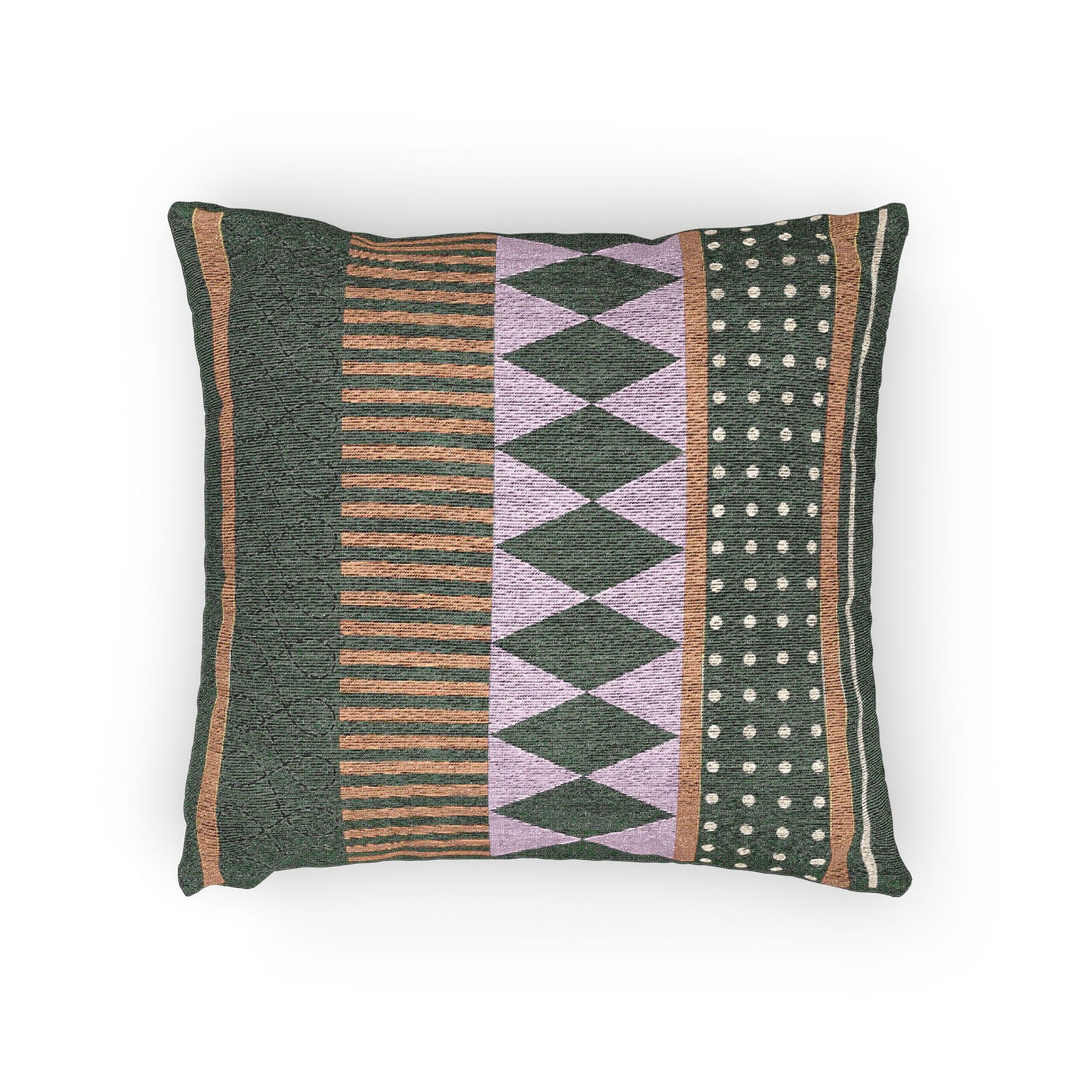 “Midnight Bandwidth” – Patterned Throw Pillow in Gold, Lavender & Noir