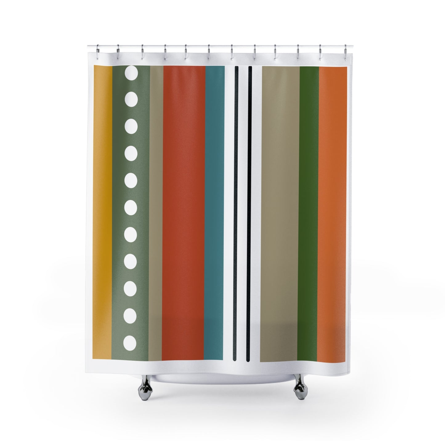 Retro Stripe Shower Curtain – Bold Earth Tone Vertical Stripes