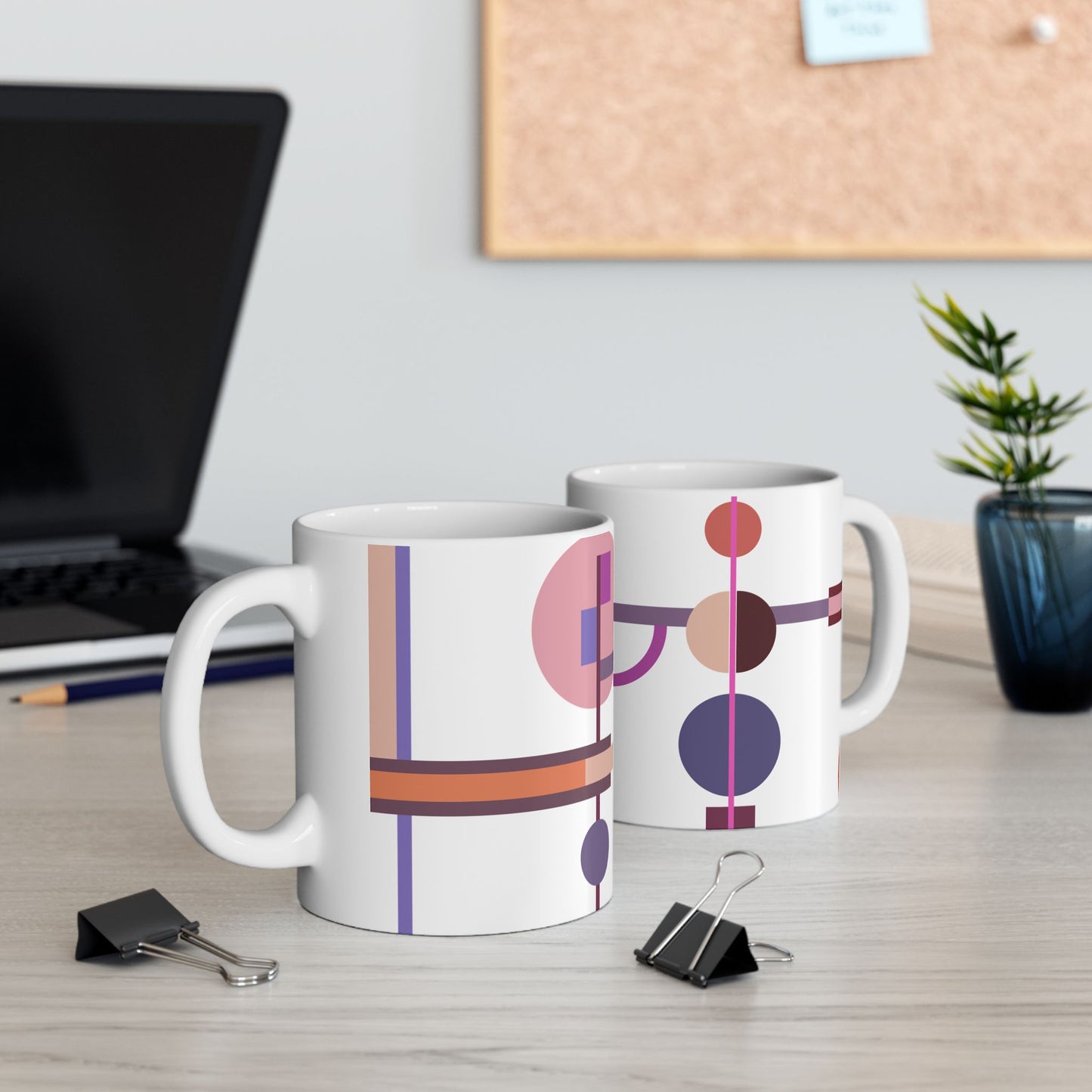 Vivid Circles & Bars Abstract Coffee Mug | 11 oz Mug