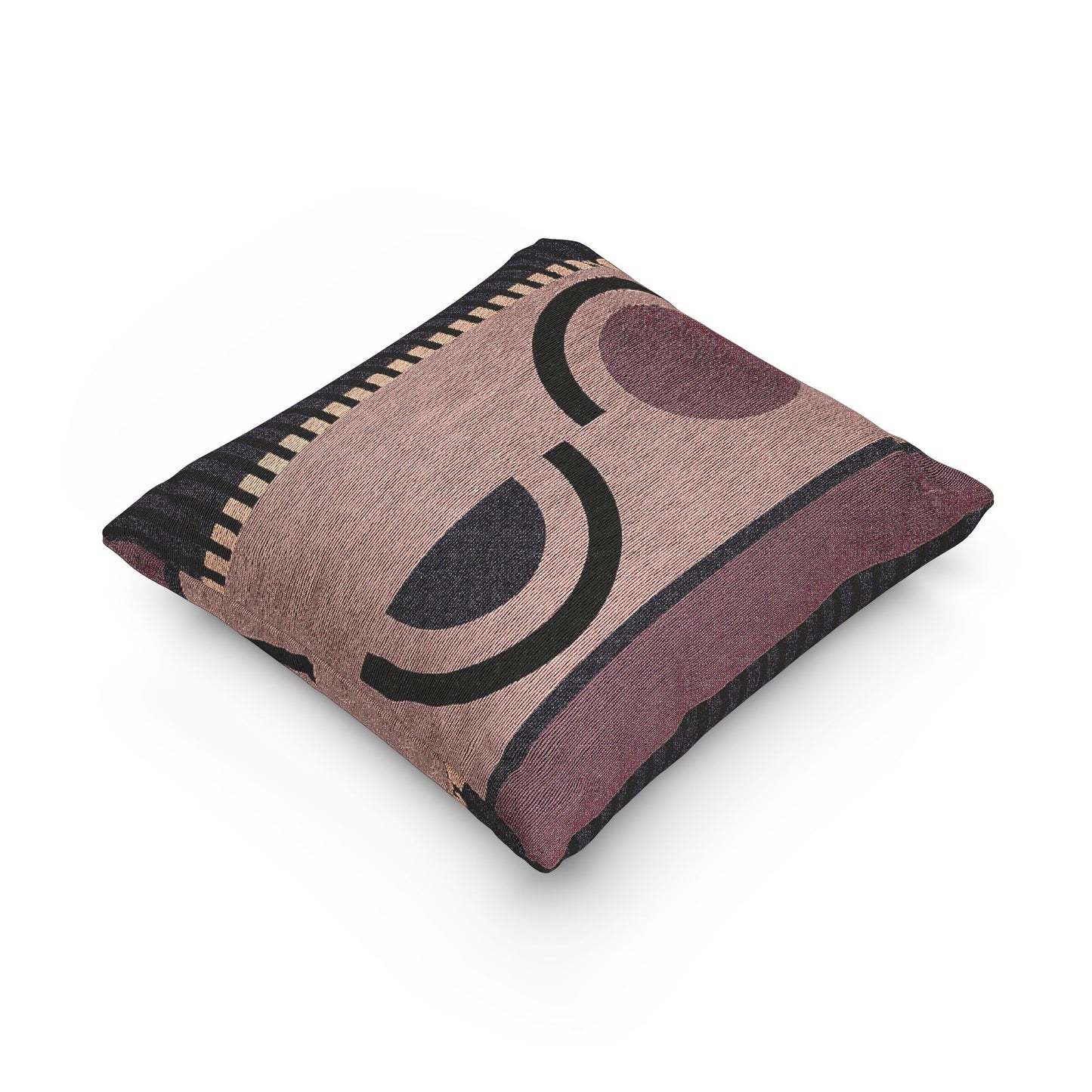 Art Deco Inspired Throw Pillow | Mauve & Navy Striped Geometric Cushion | Textured Vertical Design