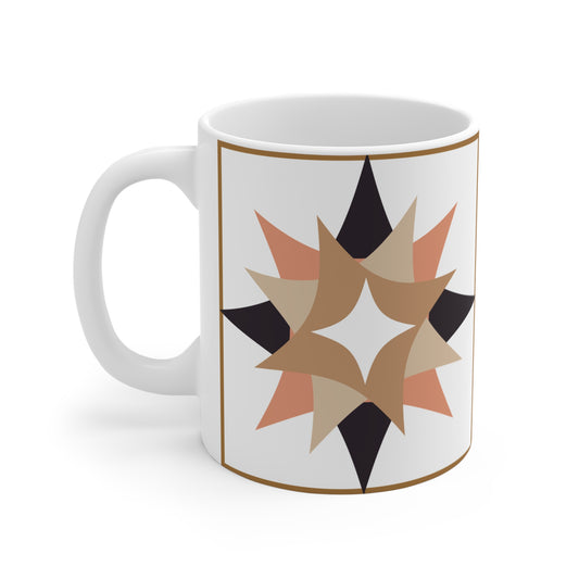 “Nested Harmony” – Ceramic Mug with Layered Star Motif
