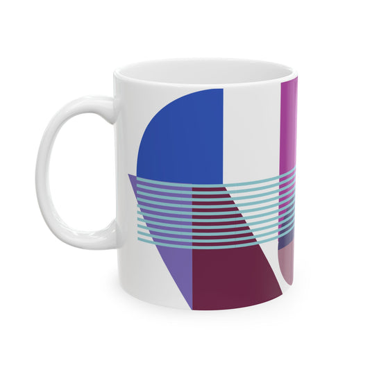 Blue & Maroon Geometric Coffee Mug | 11 oz Mug