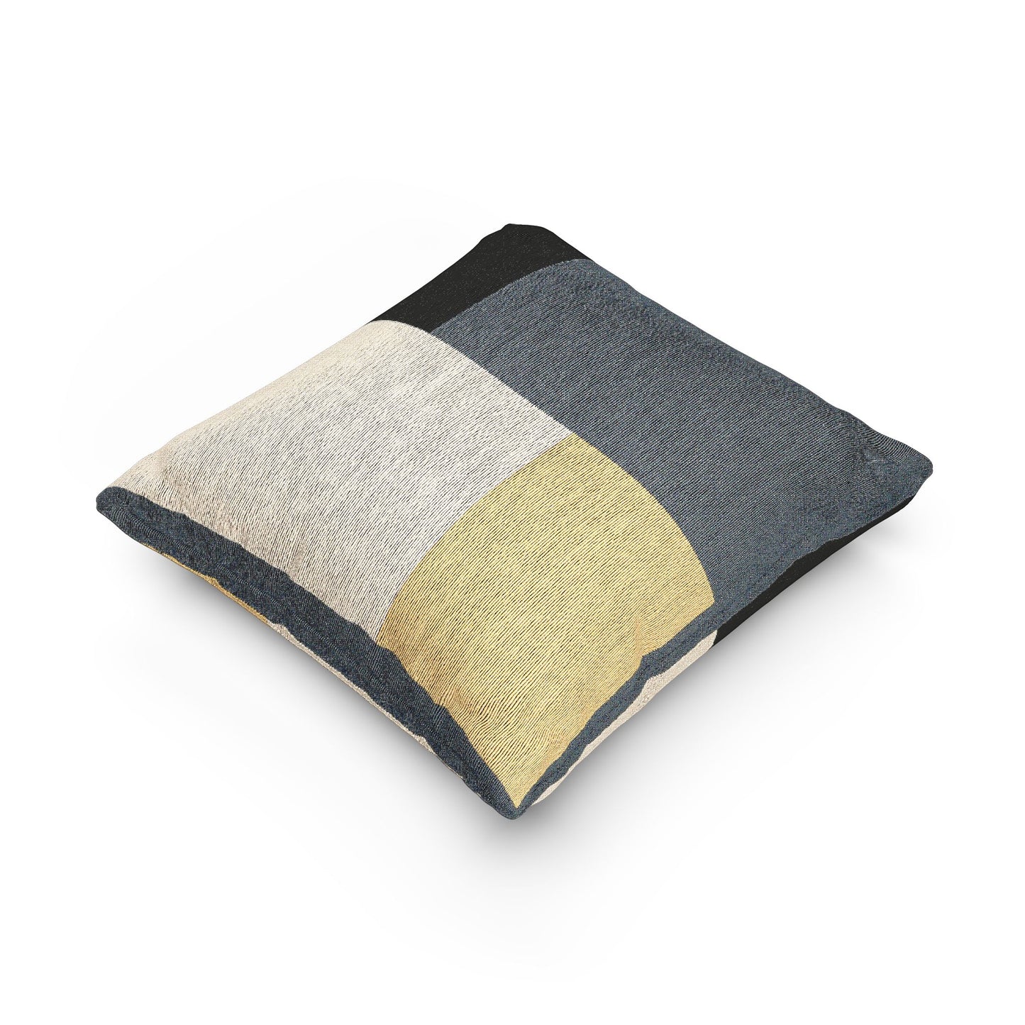 Quadrant Contrast Throw Pillow – Black, White & Mustard Minimalism