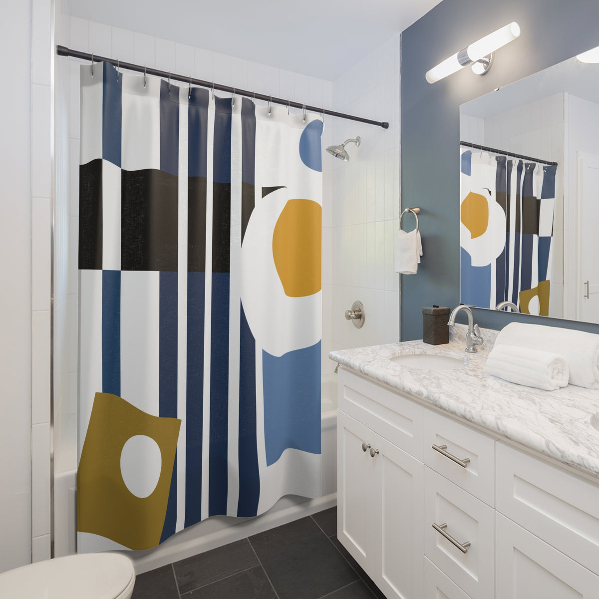 Bold Geometric Circles Shower Curtain – Contemporary Modern Accent