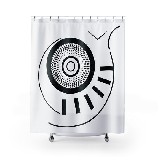 Modern Halo – Black Geometric Shower Curtain