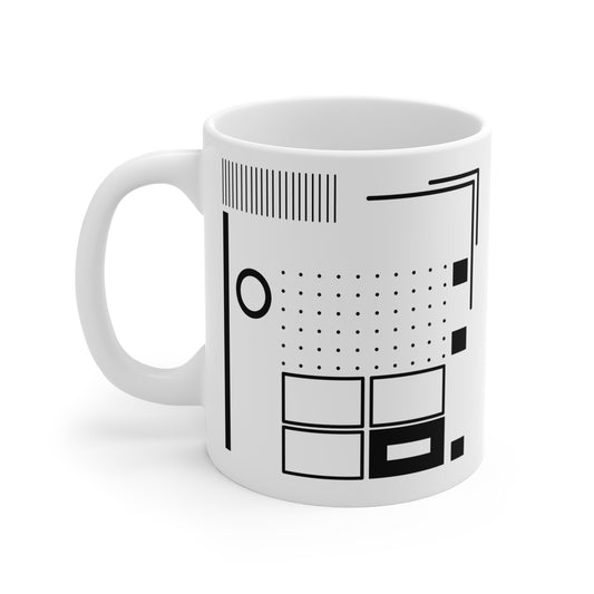 Offset Circle Mug | 11oz Ceramic Coffee Mug | Minimalist Black Abstract Line Art