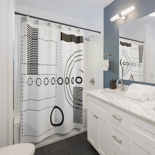 Minimalist Monochrome Shower Curtain – Geometric Modern Design