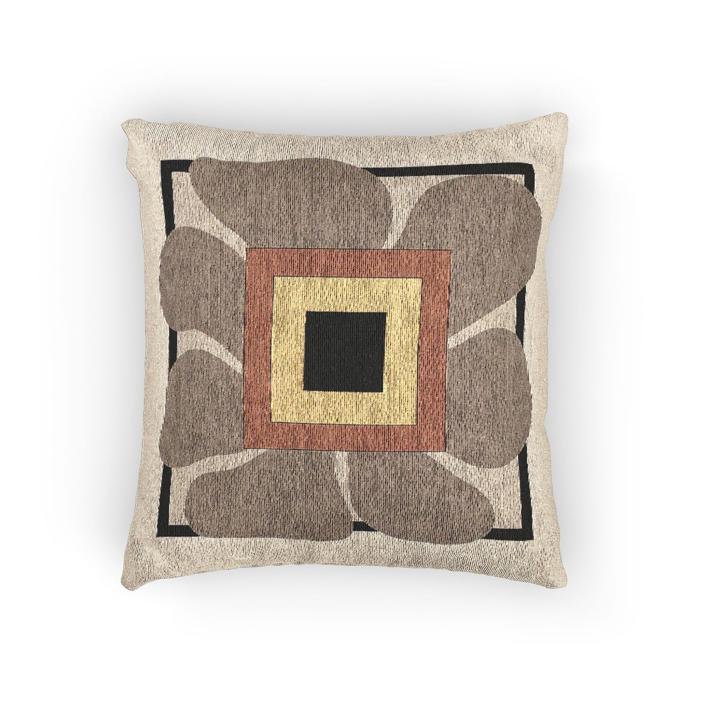 “Petal Frame” – Geometric Floral Throw Pillow in Sunset Tones