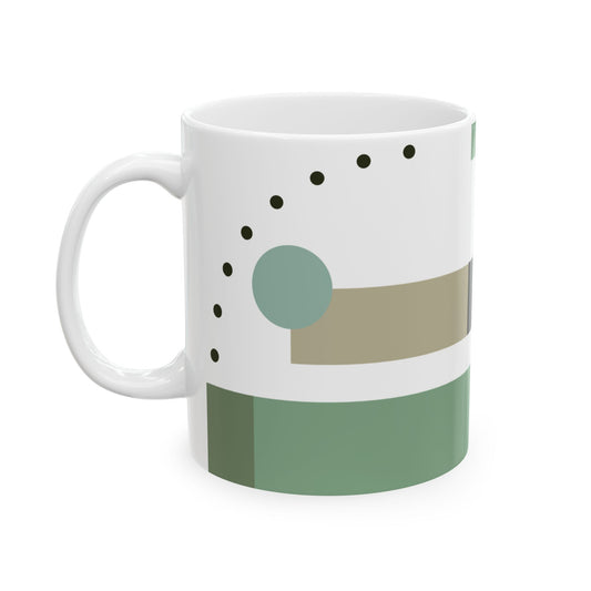 Green Arc & Dotted Pattern Coffee Mug | 11 oz Mug