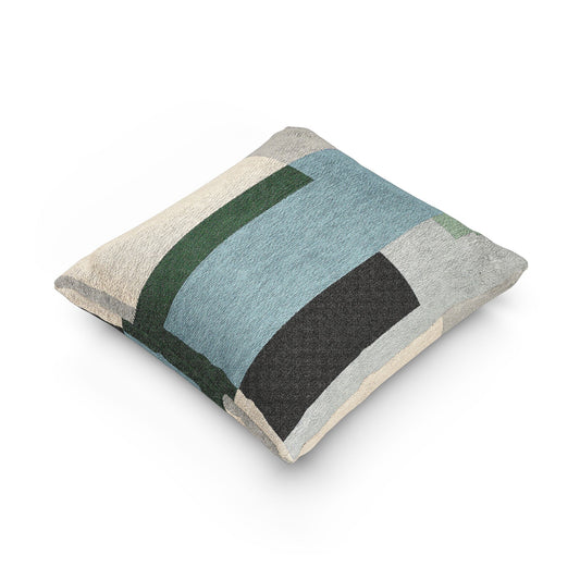 Cool Tones Geometric Throw Pillow | Urban Abstract Rectangle Cushion | Textured Modern Decor