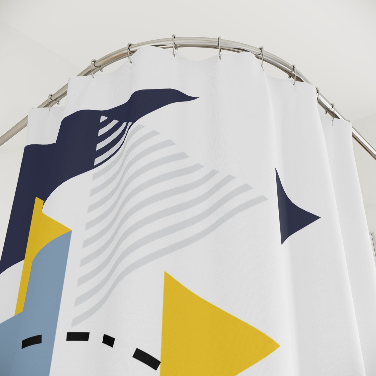 Modern Geometric Shower Curtain | Stylish Bathroom Decor | Unique Triangle Design