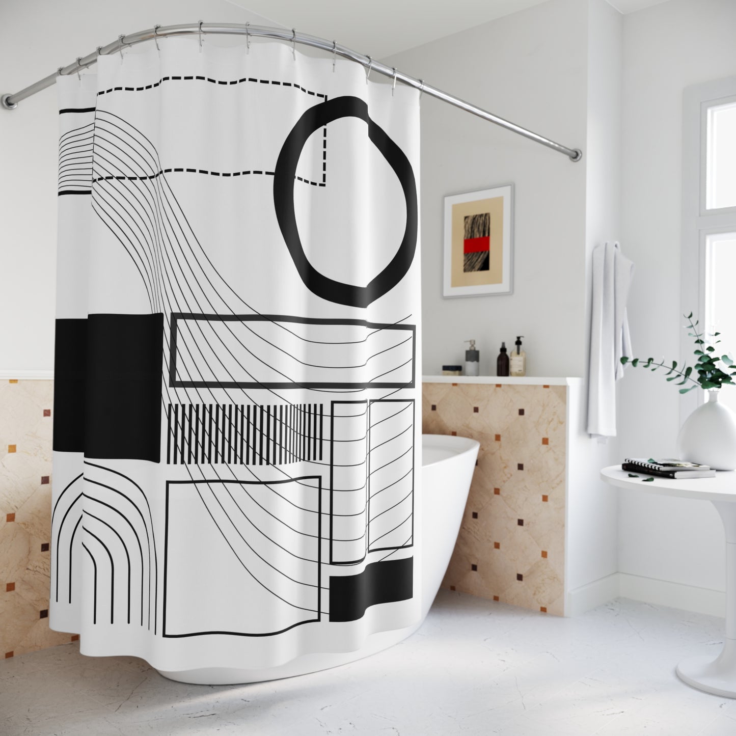 Linear Minimalism – Geometric Shower Curtain