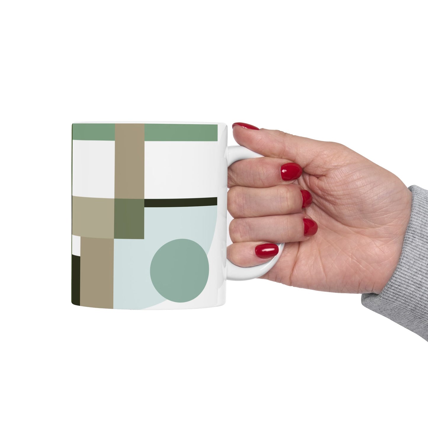 Green Arc & Dotted Pattern Coffee Mug | 11 oz Mug