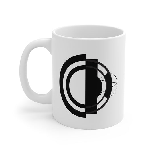 Modern Circle Mug | 11oz Ceramic Coffee Mug | Black & White Minimalist Geometric Design