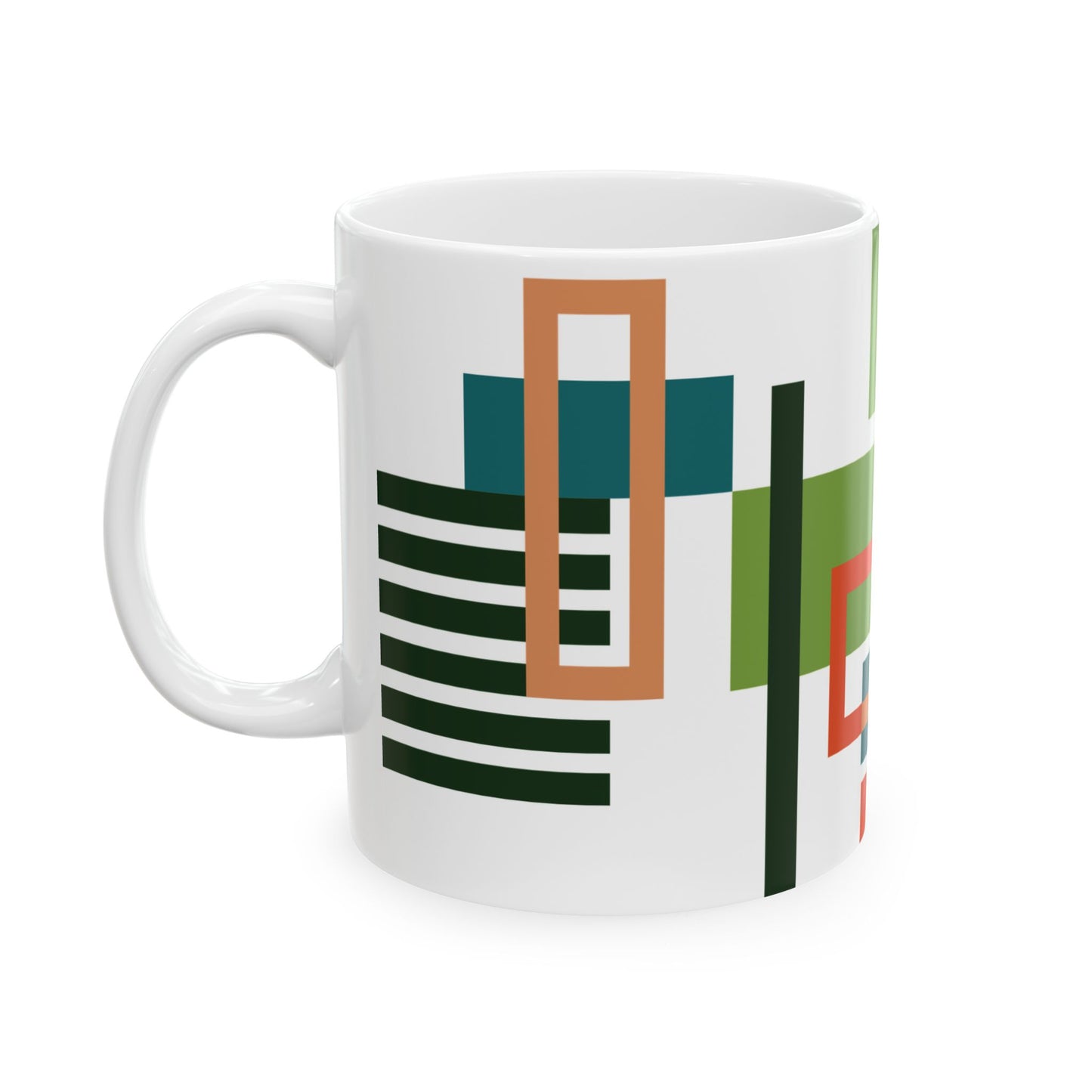 Vibrant Mid-Century Modern Geometric Mug | Abstract Retro Art Coffee Cup