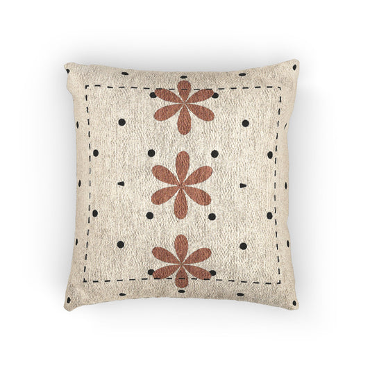 Floral Grid – Geometric Woven Throw Pillow